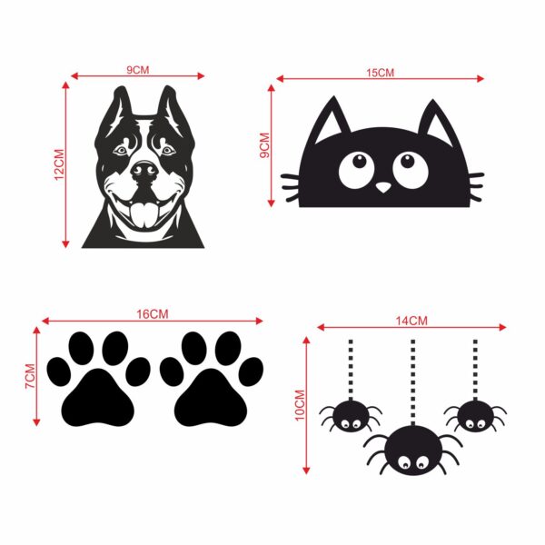 Funny Dogs and SpidersDecorative Sticker Combo Pack for Switch Panel Board, Laptop, Fridge (Vinyl, Multicolour - Set Of 6) - Image 2