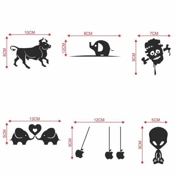 Lovely ElephantDecorative Sticker Combo Pack for Switch Panel Board, Laptop, Fridge (Vinyl, Multicolour - Set Of 6) - Image 2