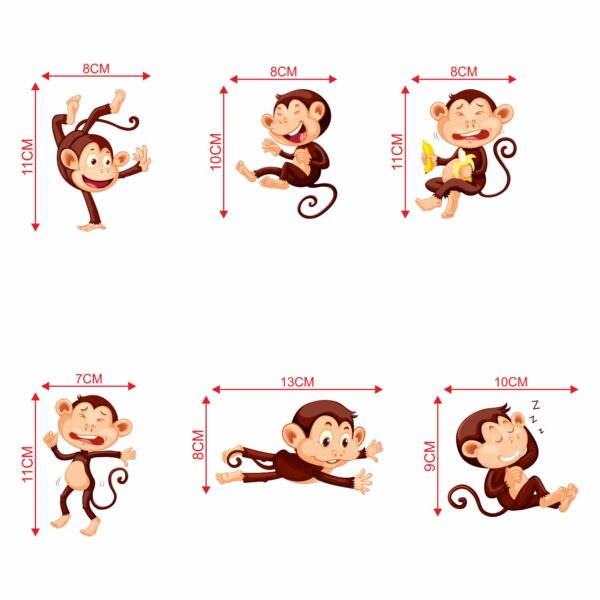 Funny MonkeyDecorative Sticker Combo Pack for Switch Panel Board, Laptop, Fridge (Vinyl, Multicolour - Set Of 6) - Image 2