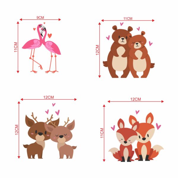 Lovely Couple AnimalsDecorative Sticker Combo Pack for Switch Panel Board, Laptop, Fridge (Vinyl, Multicolour - Set Of 4) - Image 2