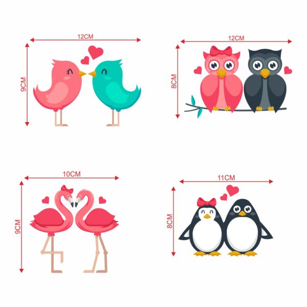 Lovely Couple BirdsDecorative Sticker Combo Pack for Switch Panel Board, Laptop, Fridge (Vinyl, Multicolour - Set Of 4) - Image 2