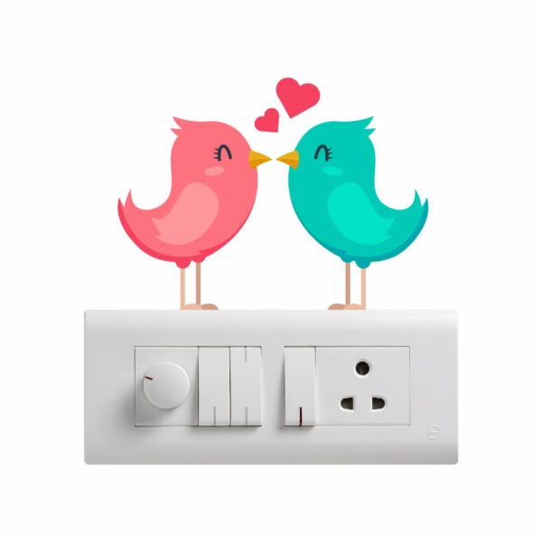 Lovely Couple BirdsDecorative Sticker Combo Pack for Switch Panel Board, Laptop, Fridge (Vinyl, Multicolour - Set Of 4) - Image 3