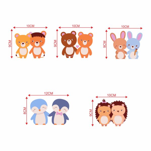 Lovely Couple AnimalsDecorative Sticker Combo Pack for Switch Panel Board, Laptop, Fridge (Vinyl, Multicolour - Set Of 5) - Image 2