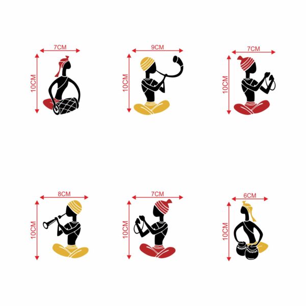 Warli Art - musician - Artists - TraditionalDecorative Sticker Combo Pack for Switch Panel Board, Laptop, Fridge (Vinyl, Multicolour - Set Of 6) - Image 2