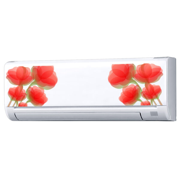 Floral Flower Colourful - AC Sticker Fridge Sticker Wall Sticker Split Ac Stickers Air Conditioner Sticker - Standard Size (Fit for All Models / Sizes /  Brands)