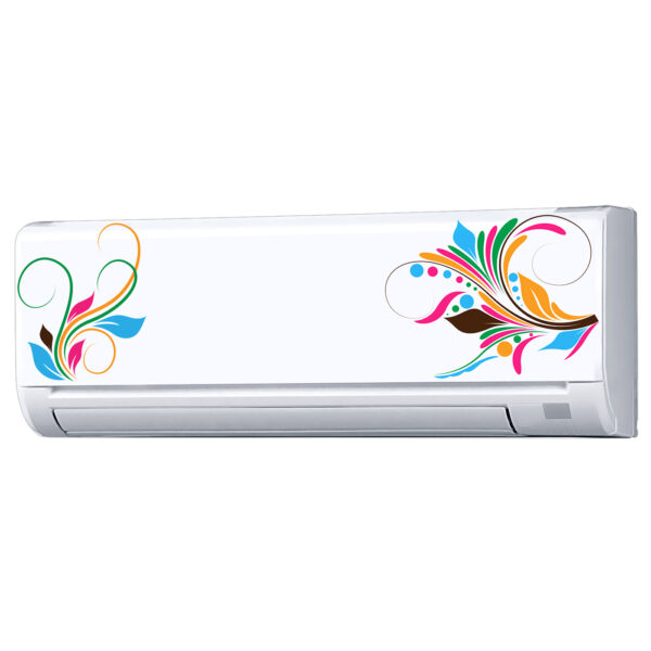 Floral Flower Colourful - AC Sticker Fridge Sticker Wall Sticker Split Ac Stickers Air Conditioner Sticker - Standard Size (Fit for All Models / Sizes /  Brands)