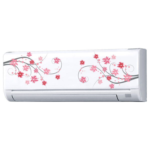 Floral Flower Colourful - AC Sticker Fridge Sticker Wall Sticker Split Ac Stickers Air Conditioner Sticker - Standard Size (Fit for All Models / Sizes /  Brands)
