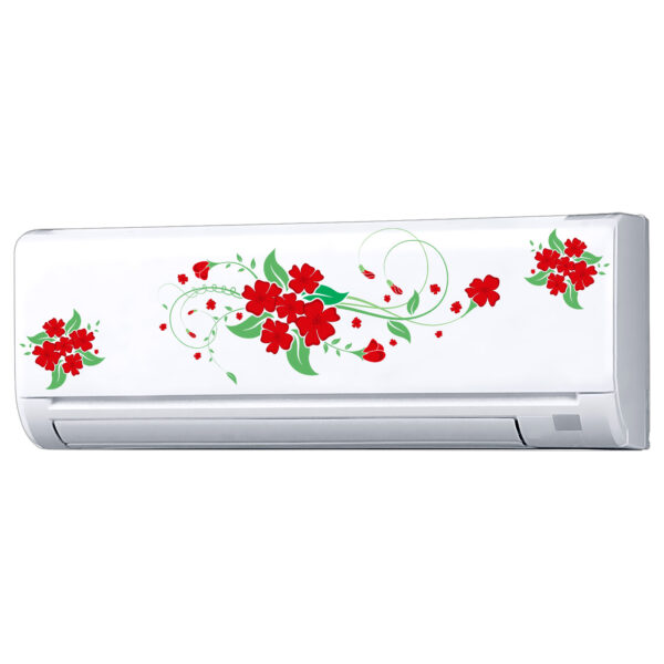 Floral Flower Colourful - AC Sticker Fridge Sticker Wall Sticker Split Ac Stickers Air Conditioner Sticker - Standard Size (Fit for All Models / Sizes /  Brands)