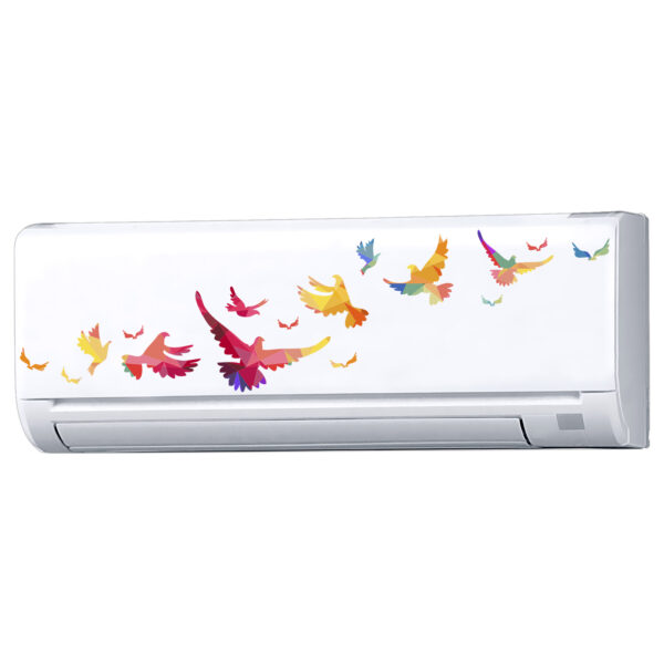 Birds Colourful - AC Sticker Fridge Sticker Wall Sticker Split Ac Stickers Air Conditioner Sticker - Standard Size (Fit for All Models / Sizes /  Brands)