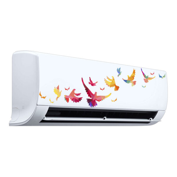 Birds Colourful - AC Sticker Fridge Sticker Wall Sticker Split Ac Stickers Air Conditioner Sticker - Standard Size (Fit for All Models / Sizes /  Brands)