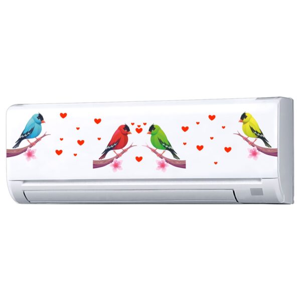 Birds Colourful  - AC Sticker Fridge Sticker Wall Sticker Split Ac Stickers Air Conditioner Sticker - Standard Size (Fit for All Models / Sizes /  Brands)