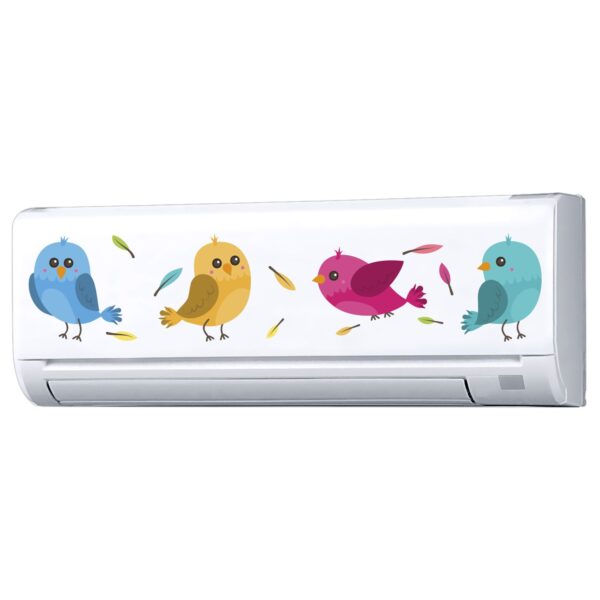 Birds Colourful - AC Sticker Fridge Sticker Wall Sticker Split Ac Stickers Air Conditioner Sticker - Standard Size (Fit for All Models / Sizes /  Brands)