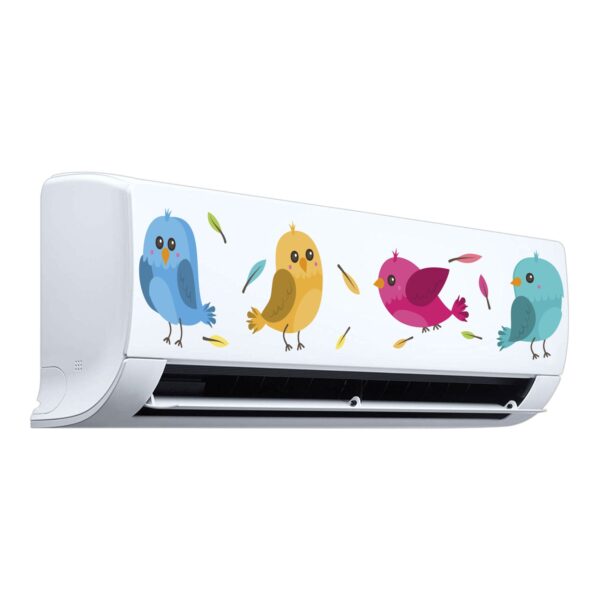 Birds Colourful - AC Sticker Fridge Sticker Wall Sticker Split Ac Stickers Air Conditioner Sticker - Standard Size (Fit for All Models / Sizes /  Brands)