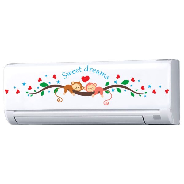 Monkey Cartoon Sweet Dreams - AC Sticker Fridge Sticker Wall Sticker Split Ac Stickers Air Conditioner Sticker - Standard Size (Fit for All Models / Sizes /  Brands)