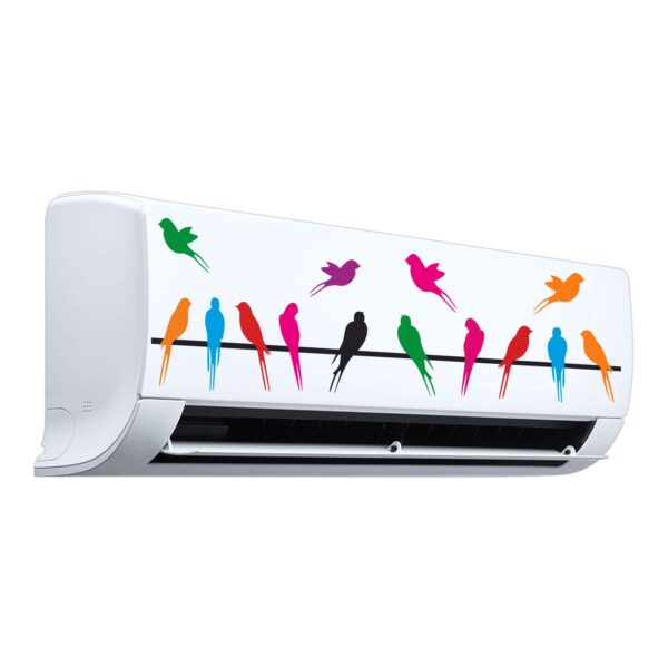 Birds Colourful - AC Sticker Fridge Sticker Wall Sticker Split Ac Stickers Air Conditioner Sticker - Standard Size (Fit for All Models / Sizes /  Brands)