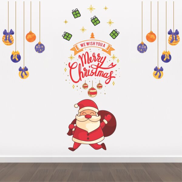 Christmas - Tree - Hanging - Decorations - Santa Claus - Creative - Colorful - Wall Sticker