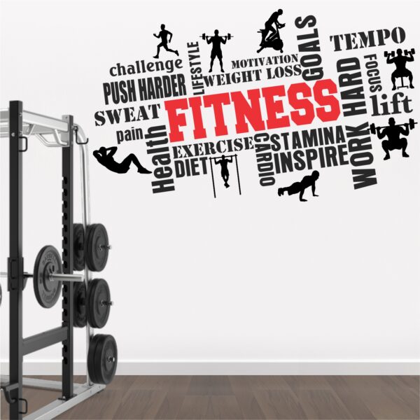 Gym - Fitness - Bodybuilding - Sport - Workout - Creative - Colorful - Word Cloud - Wall Sticker - Image 2