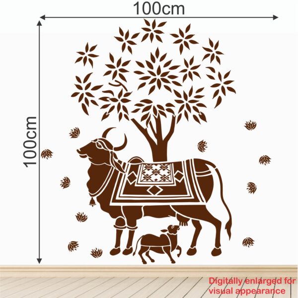 Kamdhenu Cow And Calf - Holy Cow - Hindu Religion - Sacred - God - Creative - Colorful  Wall Sticker - Image 3