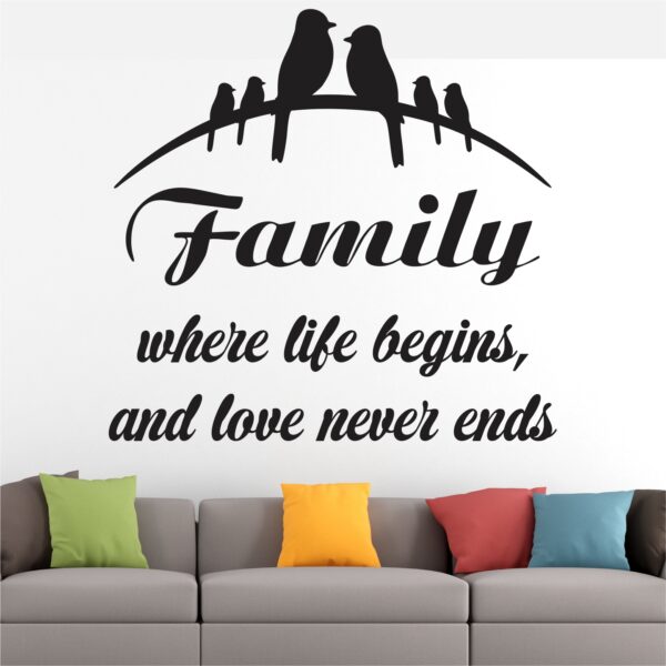 Family - Where Life Begins - Quote - Decorative - Creative - Colorful - Wall Sticker - Image 2
