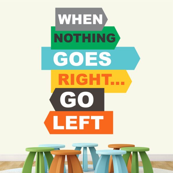 When Nothing Goes Right Go Left - Office - Corporate - Business - Inspirational - Motivational - Quotes - Wall Sticker - Image 2