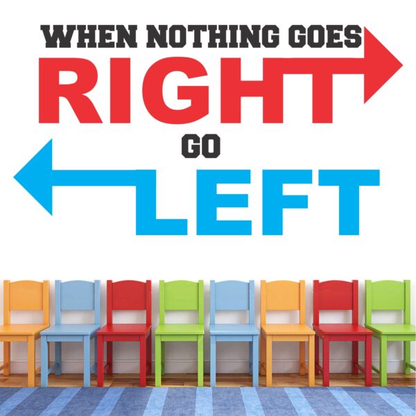 When Nothing Goes Right Go Left - Office - Corporate - Business - Inspirational - Motivational - Quotes - Wall Sticker