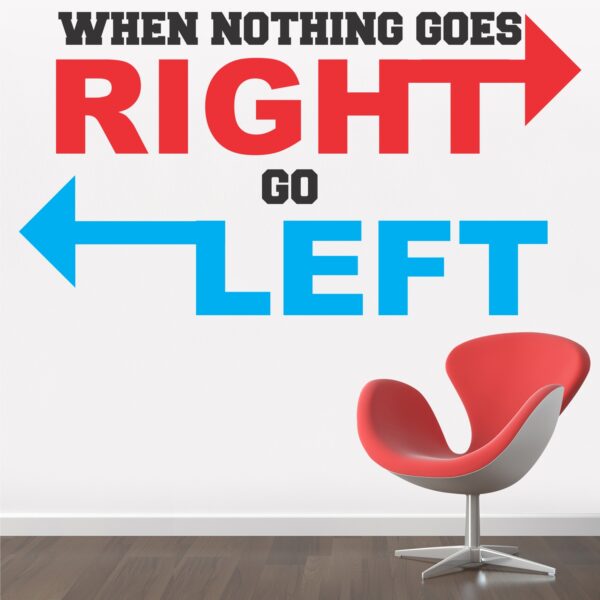 When Nothing Goes Right Go Left - Office - Corporate - Business - Inspirational - Motivational - Quotes - Wall Sticker - Image 2