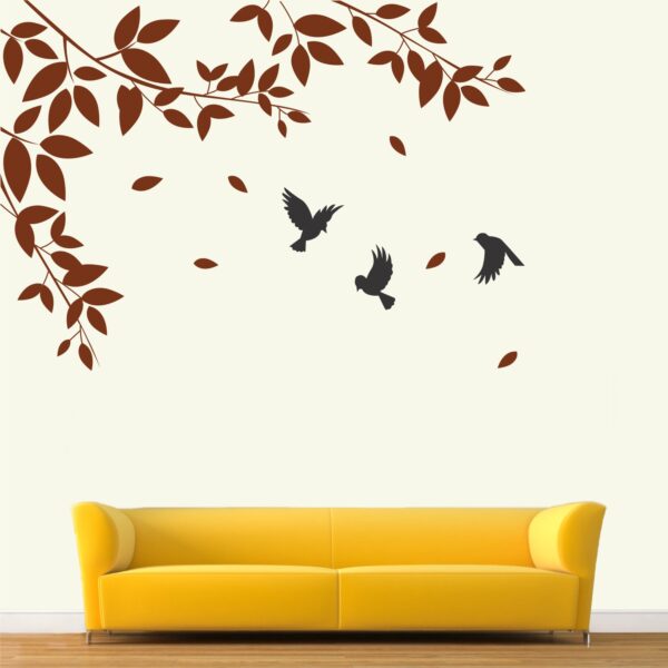 Tree - Leaf - Birds - Love - Hearts - Decorative - Creative - Colorful - Wall Sticker