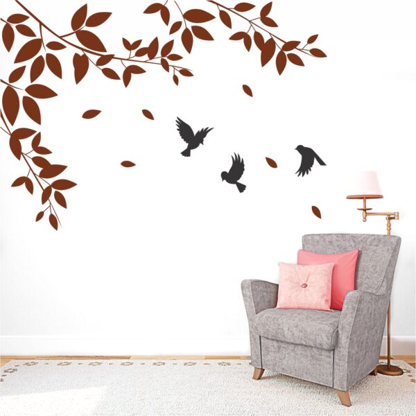 Tree - Leaf - Birds - Love - Hearts - Decorative - Creative - Colorful - Wall Sticker