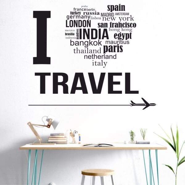 I Love Travel - Travel - Love - London - Paris - Travel Wall Sticker - Image 2