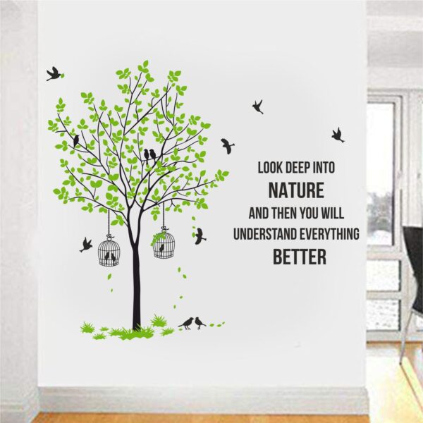 Tree - Leaf - Birds - Nature - Quotes Wall Sticker - Image 2