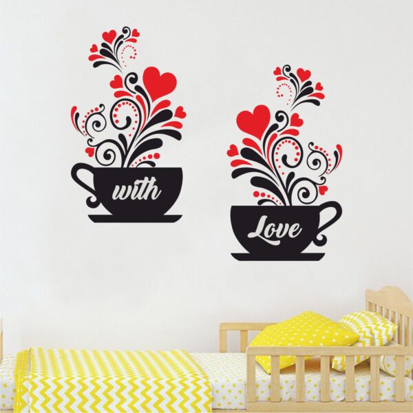 Coffee Day - Coffee Mag - With Love - Couples Coffee Mag - Love Heart - Wall Sticker - Image 2