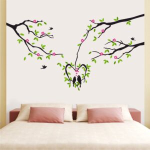 Love Birds With Tree - Love Birds - Heart - Wall Sticker