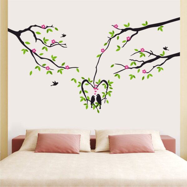 Love Birds With Tree - Love Birds - Heart - Wall Sticker
