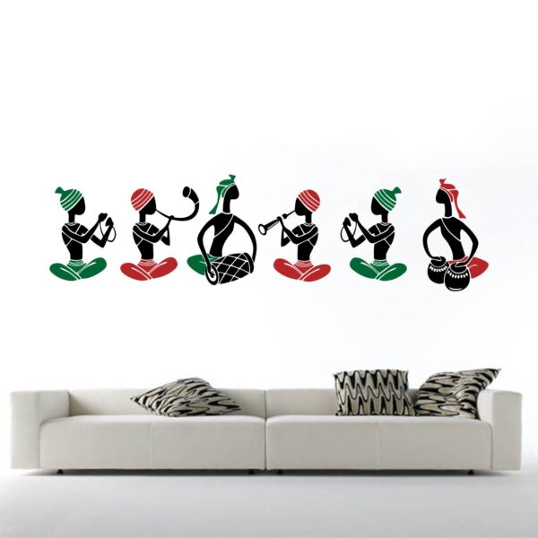 Warli Art - Musician - Artists - Traditional Decorative Sticker Combo Pack 6 Wall Stickers