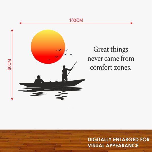 Fisherman - Boat - Sun set - Sunrice - Great Thing - Quates Wall Sticker