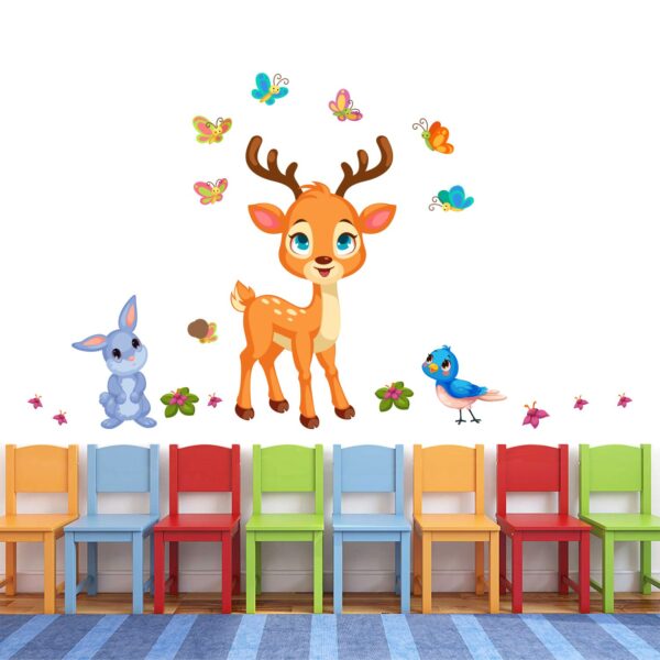 Animals - Deer - Rabit - Colurful Butterfly Wall Sticker