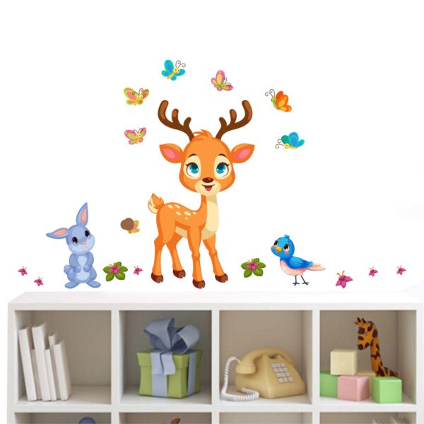 Animals - Deer - Rabit - Colurful Butterfly Wall Sticker