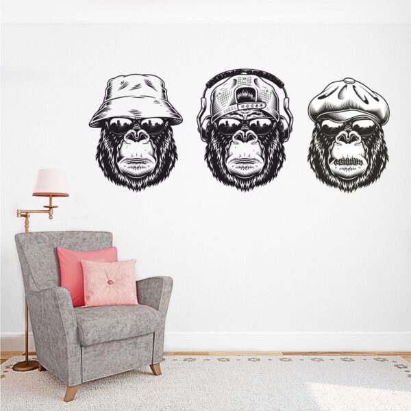 Eye Ear Mouth Close Monkey - Monkey Wall Sticker - Image 2