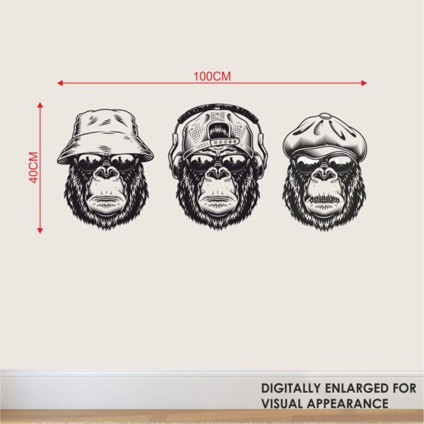 Eye Ear Mouth Close Monkey - Monkey Wall Sticker - Image 3