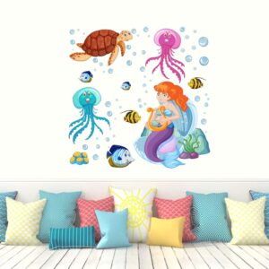 Mermaid - Under Sea - Jelly Fish - Fish - Wall Sticker