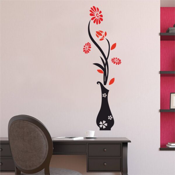Flower Pot - Flowers  Vase - Decoration- Wall Sticker - Image 2