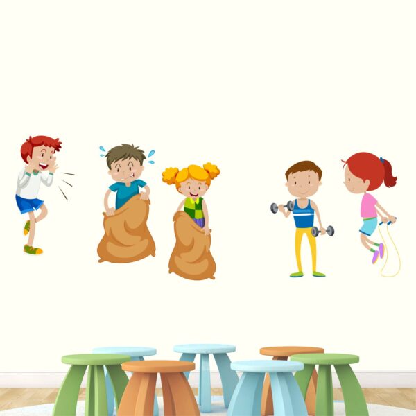 Kids - Playing - Sports - Annual Day - Wall Sticker