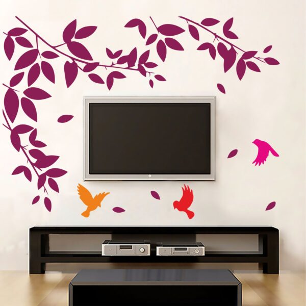 Tree Branch - Birds - Leaf - Wall Sticker