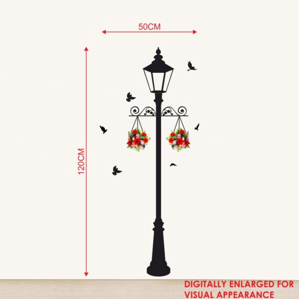 Street Light - Lamp Post - Birds - Flowers - Wall Sticker