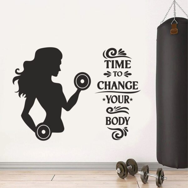 Time to Change Your Body - Women Power - Gym - Workout - Wall Sticker
