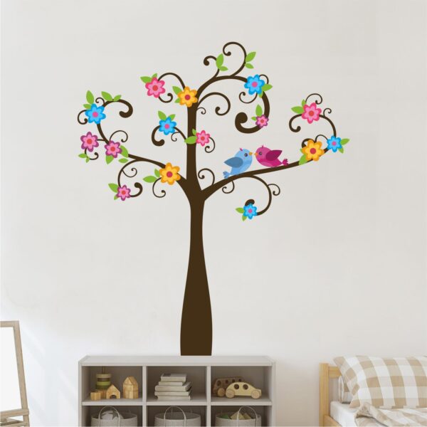 Colorful Tree - Birds - Flower - Creative - Wall Sticker - Image 2