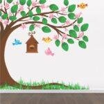 Beautiful Tree with Birds & Nest Wall Sticker
