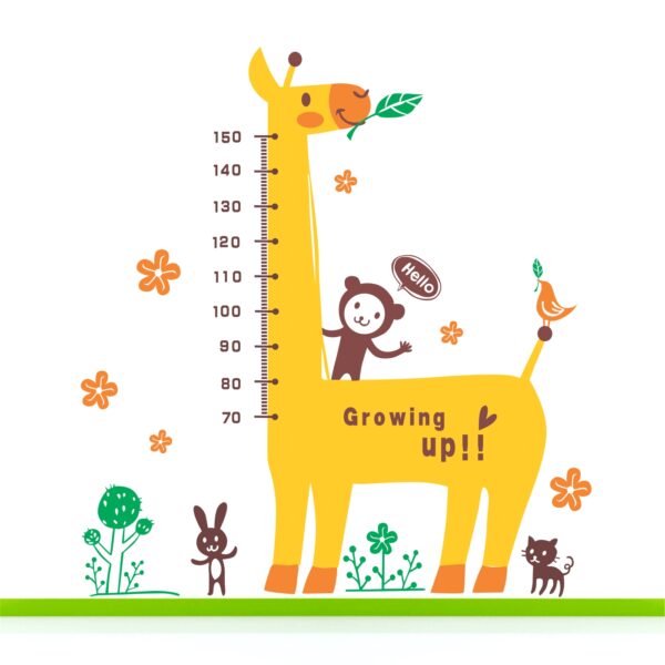 Cute Giraffe - Kids Growth Chart -Baby - Learning Education  Nursery  Pre School Kinder Garden Wall Sticker