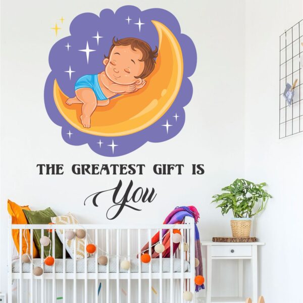 Cute Sleeping Baby - Nursery  Pre School Kinder Garden - Decorative - Creative - Colorful - Wall Sticker