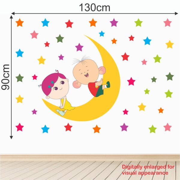 Kids on the Moon - Decorative - Creative - Colorful - Wall Sticker